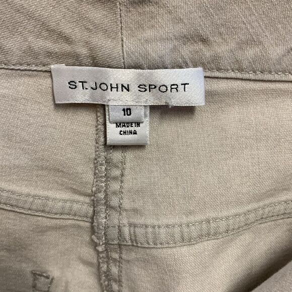 St John Sport Tan High Rise Straight Leg 5 Pocket Jean Style Pants Size 10 - Picture 6 of 12